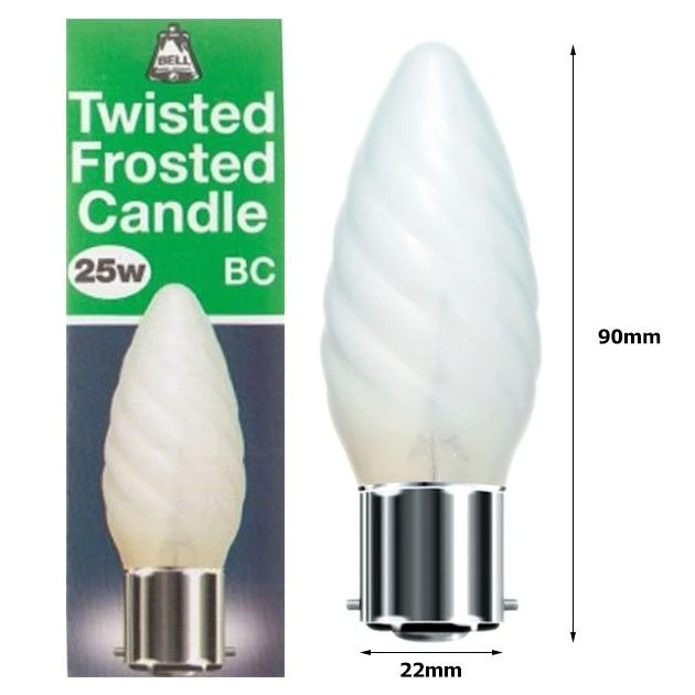 BELL 00480 25W BC B22d 90x35mm Dimmable Twisted Frosted Candle Light Bulb 2 BELL 00480 25W BC B22d 90x35mm Dimmable Twisted Frosted Candle Light Bulb - Image 2